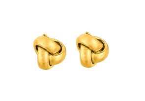 14K Yellow Gold (0.68 g) Polish Finished 7mm Love Knot Stud Earrings w/ Friction Backs by SuperJeweler