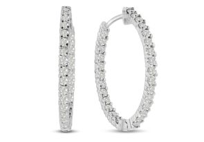 2 Carat Endless Diamond Hoop Earrings Crafted in Solid 14K White Gold,  by SuperJeweler
