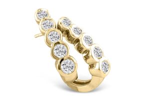 1 Carat Bezel Set Journey Diamond Hoop Earrings in 14k Yellow Gold (8 g), G/H Color by SuperJeweler