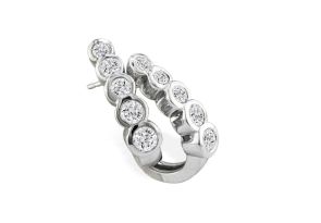 3/4 Carat Bezel Set Journey Diamond Hoop Earrings in 14k White Gold (6 g),  by SuperJeweler
