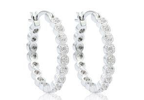 1/4 Carat Diamond Hoop Earrings, 3/4 Inch,  by SuperJeweler