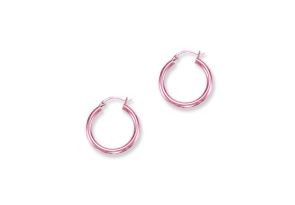 14K Rose Gold (1.70 g) Polish Finished 25mm Hoop Earrings w/ Hinge w/ Notched Closure by SuperJeweler