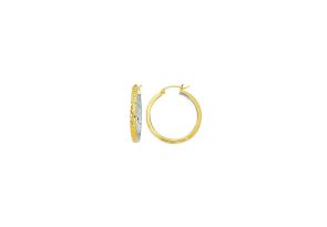 14K Yellow & White Gold (1.90 g) Polish Finished 25mm inside-out Hoop Earrings w/ Hinge w/ Notched Closure by SuperJeweler