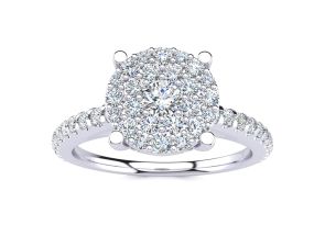 1/2 Carat Pave Diamond Engagement Ring in Solid White Gold (, SI2-I1) by SuperJeweler