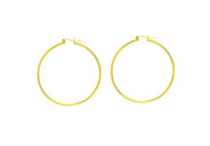 14K Yellow Gold (2.05 g) Polish Finished 45mm Hoop Earrings w/ Hinge w/ Notched Closure by SuperJeweler