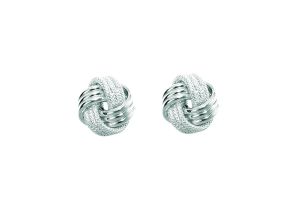14K White Gold (1.30 g) Polish Finished 9mm Multi-Textured Love Knot Stud Earrings w/ Friction Backs by SuperJeweler