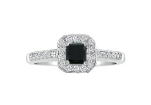 2 Carat Black Diamond Princess Cut Engagement Ring in 14k White Gold (, SI2-I1) by SuperJeweler