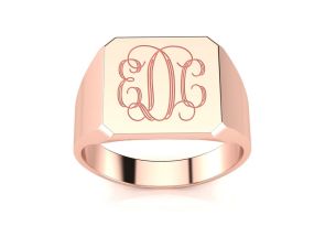 14K Rose Gold (5.6 g) Men’s Octagon Signet Ring w/ Free Custom Engraving by SuperJeweler