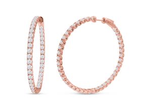 14K Rose Gold (17 g) 8 Carat Diamond Inside Out Hoop Earrings, 2 Inches,  by SuperJeweler