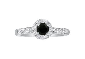 2 3/4 Carat Black Diamond Round Engagement Ring in 14k White Gold (, SI2-I1) by SuperJeweler