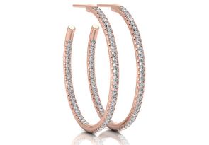 14K Rose Gold (9.40 g) 1 Carat Diamond Three Quarter Hoop Earrings (, SI2-I1) by SuperJeweler