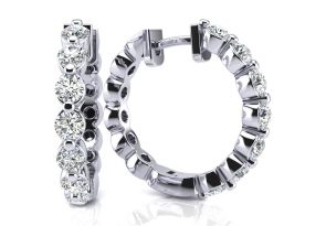 3/4 Carat Diamond Hoop Earrings in 14K White Gold,  by SuperJeweler