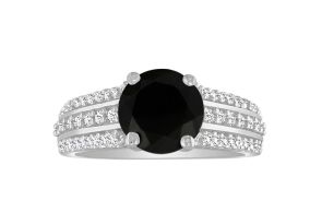 2.5 Carat Black Diamond Round Engagement Ring in 14k White Gold, ,  by SuperJeweler