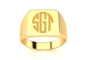 14K Yellow Gold (5.6 g) Men’s Octagon Signet Ring w/ Free Custom Engraving by SuperJeweler