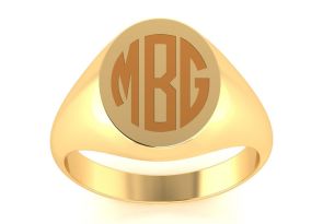 14K Yellow Gold (4.7 g) Men’s Oval Signet Ring w/ Free Custom Engraving by SuperJeweler