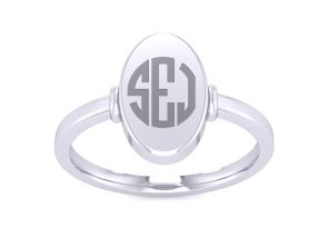 14K White Gold (2.2 g) Ladies Oval Signet Ring w/ Free Custom Engraving by SuperJeweler