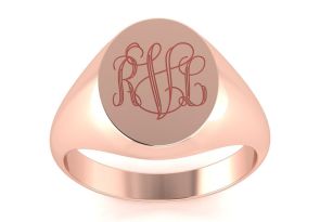 14K Rose Gold (4.7 g) Men’s Oval Signet Ring w/ Free Custom Engraving by SuperJeweler