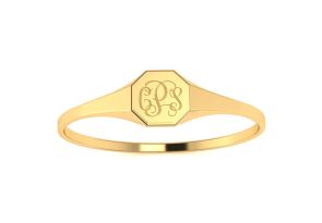 14K Yellow Gold (2.2 g) Ladies Octagon Signet Ring w/ Free Custom Engraving by SuperJeweler