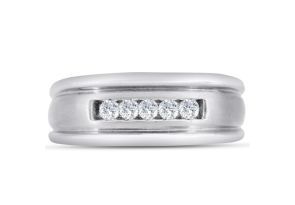 Men’s 1/4 Carat Diamond Wedding Band in White Gold (, I2), 8.61mm Wide by SuperJeweler