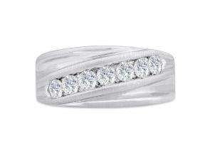 Men’s 1 Carat Diamond Wedding Band in White Gold (, I2), 10.21mm Wide by SuperJeweler