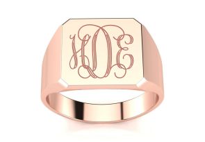 14K Rose Gold (4 g) Men’s Octagon Signet Ring w/ Free Custom Engraving by SuperJeweler