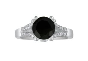 1 Carat Black Diamond Round Engagement Ring in 14k White Gold, ,  by SuperJeweler