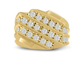 Men’s 1.25 Carat Diamond Wedding Band in Yellow Gold (, I2), 16.76mm Wide by SuperJeweler