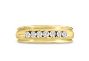 Men’s 1/4 Carat Diamond Wedding Band in Yellow Gold (, I2), 6.47mm Wide by SuperJeweler