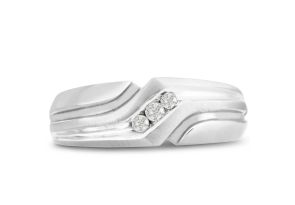 Men’s 1/10 Carat Diamond Wedding Band in White Gold (, I2), 7.53mm Wide by SuperJeweler