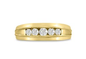 Men’s 1/2 Carat Diamond Wedding Band in Yellow Gold (, I2), 7.34mm Wide by SuperJeweler