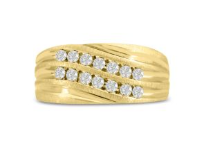 Men’s 1/2 Carat Diamond Wedding Band in Yellow Gold (, I2), 10.13mm Wide by SuperJeweler