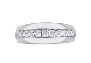Men’s 1 Carat Diamond Wedding Band in White Gold (, I2), 8.40mm Wide by SuperJeweler