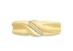 Men’s 1/10 Carat Diamond Wedding Band in Yellow Gold (, I2), 6.35mm Wide by SuperJeweler