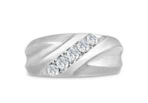 Men’s 1/2 Carat Diamond Wedding Band in White Gold (, I2), 10.34mm Wide by SuperJeweler