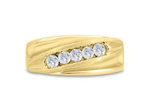 Men’s 3/5 Carat Diamond Wedding Band in Yellow Gold (, I2), 9.50mm Wide by SuperJeweler