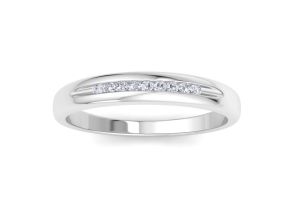 Men’s 1/10 Carat Diamond Wedding Band in White Gold (, I2), 4.36mm Wide by SuperJeweler