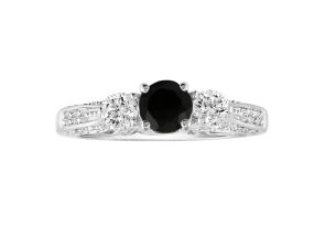 1 Carat Black Diamond Round Engagement Ring in 14k White Gold (, SI2-I1) by SuperJeweler