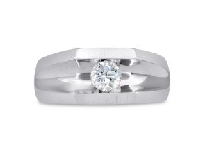 Men’s 1/2 Carat Diamond Wedding Band in White Gold (, I2), 9.44mm Wide by SuperJeweler