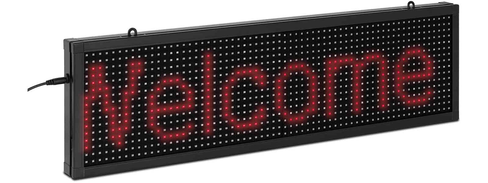 Occasion Panneau publicitaire LED – 64 x 16 LED rouge – 67 x 19 cm – Programmable via iOS/Android