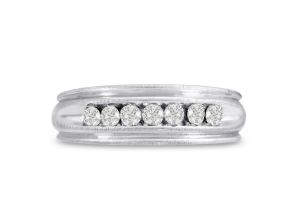 Men’s 1/4 Carat Diamond Wedding Band in White Gold (, I2), 6.47mm Wide by SuperJeweler