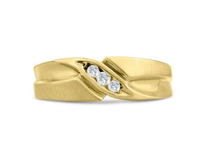 Men’s 1/10 Carat Diamond Wedding Band in Yellow Gold (, I2), 6.73mm Wide by SuperJeweler