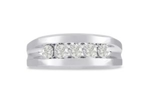 Men’s 3/4 Carat Diamond Wedding Band in White Gold (, I2), 8.29mm Wide by SuperJeweler