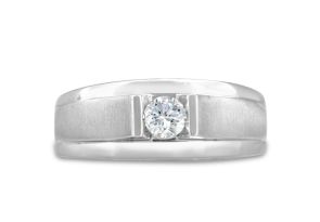 Men’s 1/3 Carat Diamond Wedding Band in White Gold (, I2), 8.78mm Wide by SuperJeweler