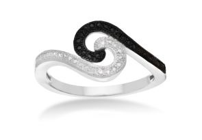 Black & White Diamond Swirl Cocktail Ring by SuperJeweler