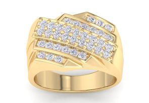 Men’s 1 Carat Diamond Wedding Band in Yellow Gold (, I2), 13.85mm Wide by SuperJeweler