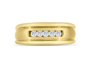 Men’s 1/4 Carat Diamond Wedding Band in Yellow Gold (, I2), 8.61mm Wide by SuperJeweler