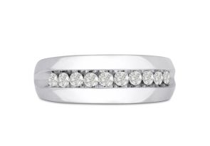 Men’s 1/2 Carat Diamond Wedding Band in White Gold (, I2), 7.80mm Wide by SuperJeweler