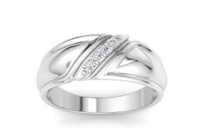 Men’s 1/10 Carat Diamond Wedding Band in White Gold (, I2), 8.41mm Wide by SuperJeweler