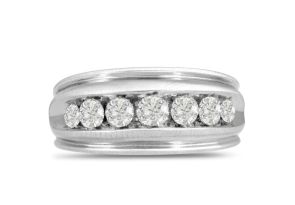 Men’s 1 Carat Diamond Wedding Band in White Gold (, I2), 10.41mm Wide by SuperJeweler