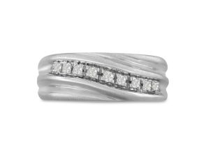 Men’s 1/10 Carat Diamond Wedding Band in White Gold (, I2), 8.63mm Wide by SuperJeweler